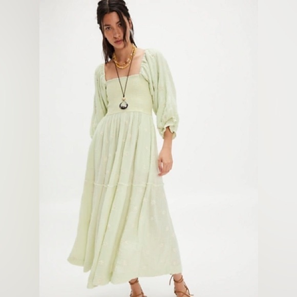 Free People Dahlia Embroidered Maxi Dress NWT